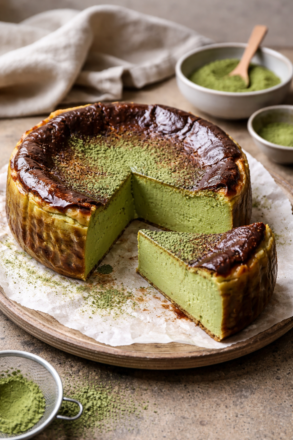 Matcha Burnt Basque Cheesecake (GF)