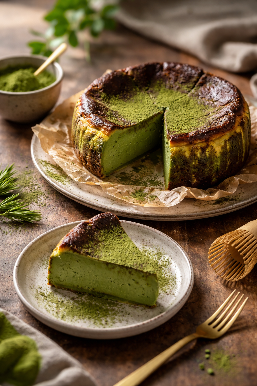 Matcha Burnt Basque Cheesecake (GF)